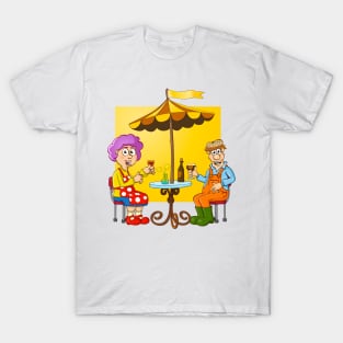 Under the umbrella - funny digital illustration by Stef Ringoot. T-Shirt